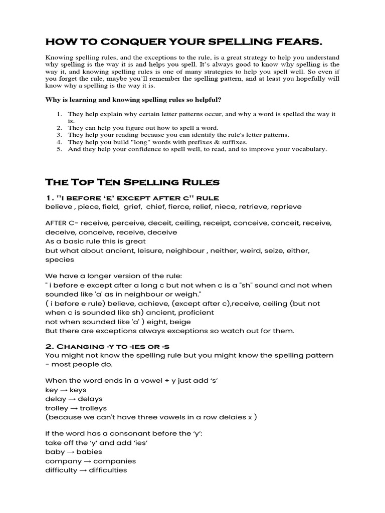 Spelling Rules for Learners | PDF | Human Voice | Language Families