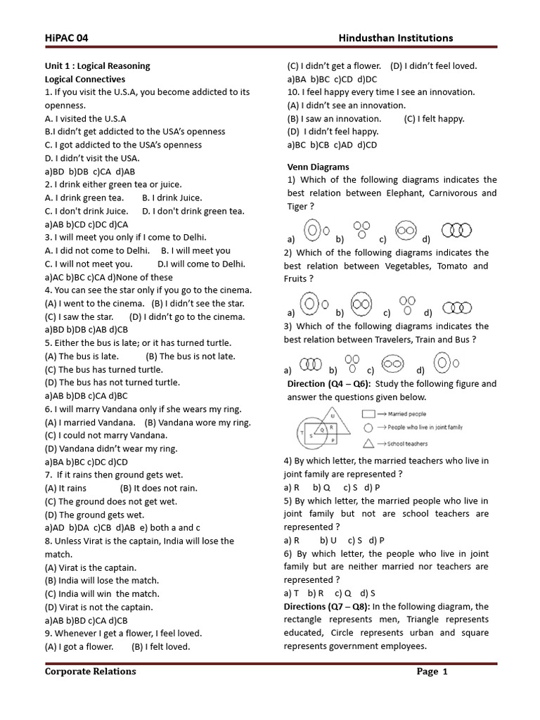 Logical Reasoning and Quantitative Ability | PDF
