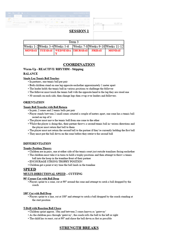 Tennis Training Sessions Overview | PDF | Sports