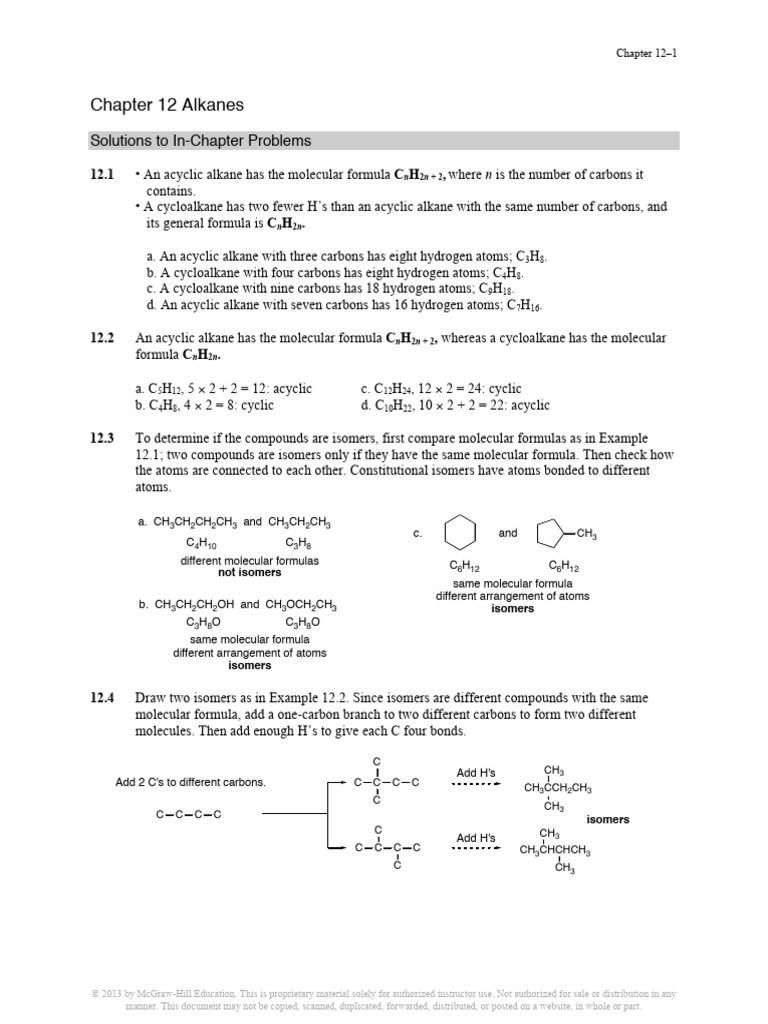 Alkanes: In-Chapter Problem Solutions | PDF | Alkane | Isomer