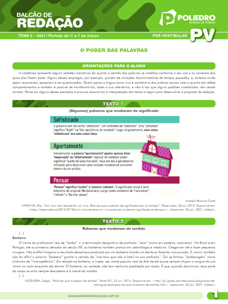 05 - O Poder Das Palavras - Gênero Artigo de Opinião - EM3 - PV | PDF