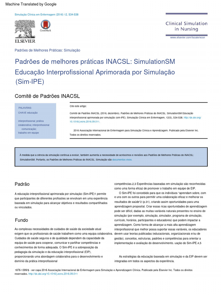 INACSL Standards of Best Practice - Simulation | PDF | Aprendizado ...