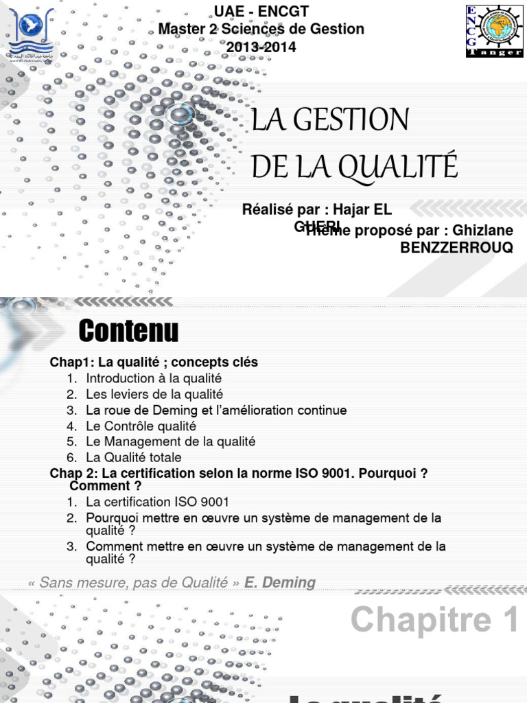 Gestion de la Qualité et ISO 9001 | PDF | Management de la qualité ...