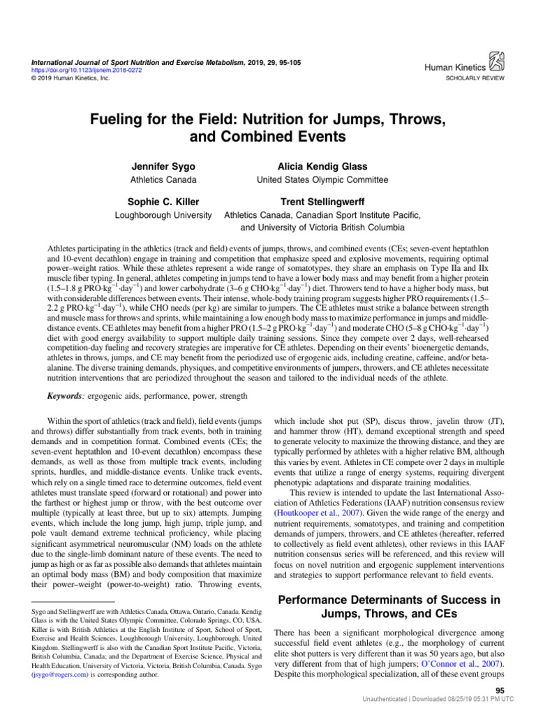 Fueling For The Field: Nutrition For Jumps, Throws, and Combined Events ...