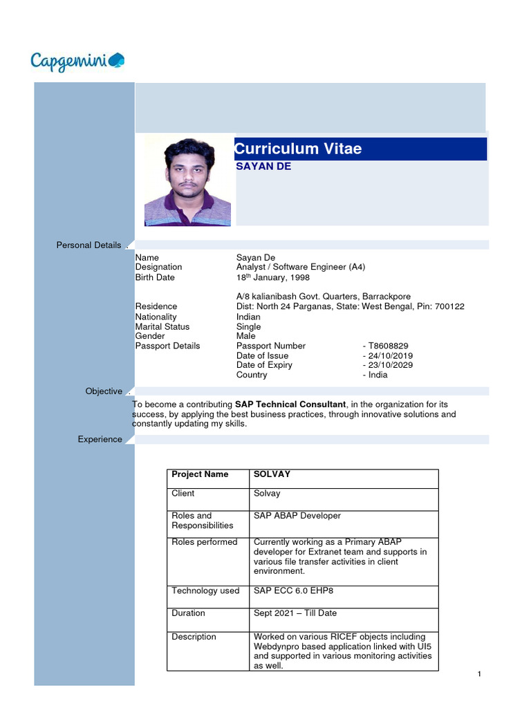 Sayan de - Abap - CV | PDF | Modulation | Telecommunications