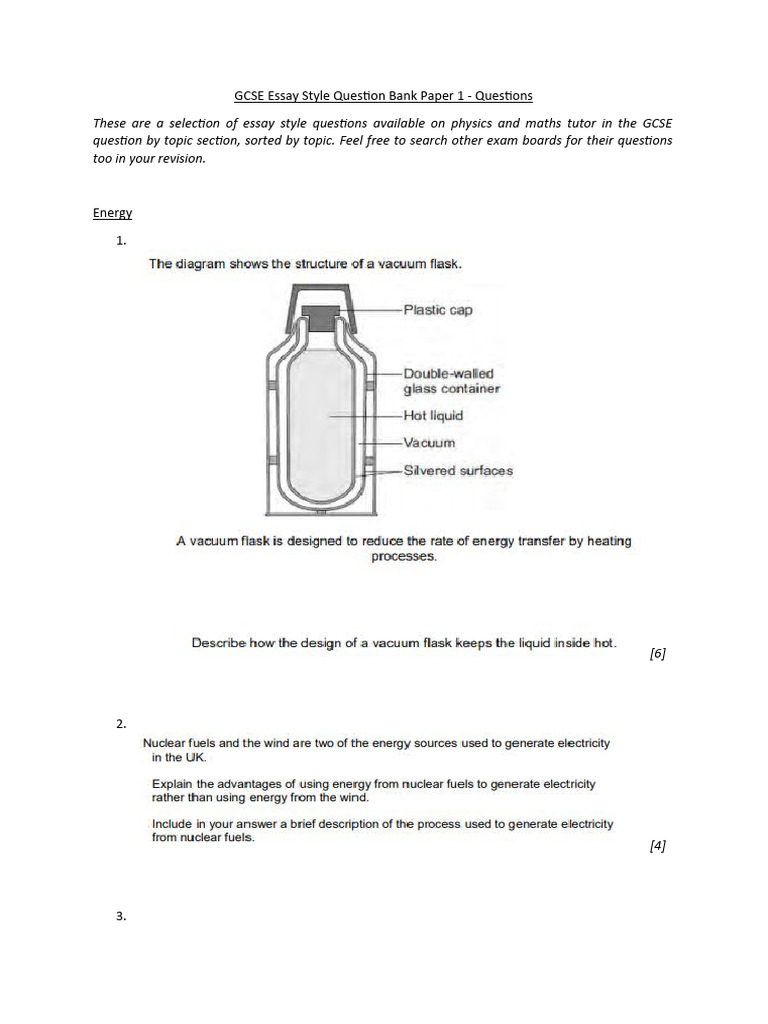 GCSE Physics & Maths Essay Bank | PDF