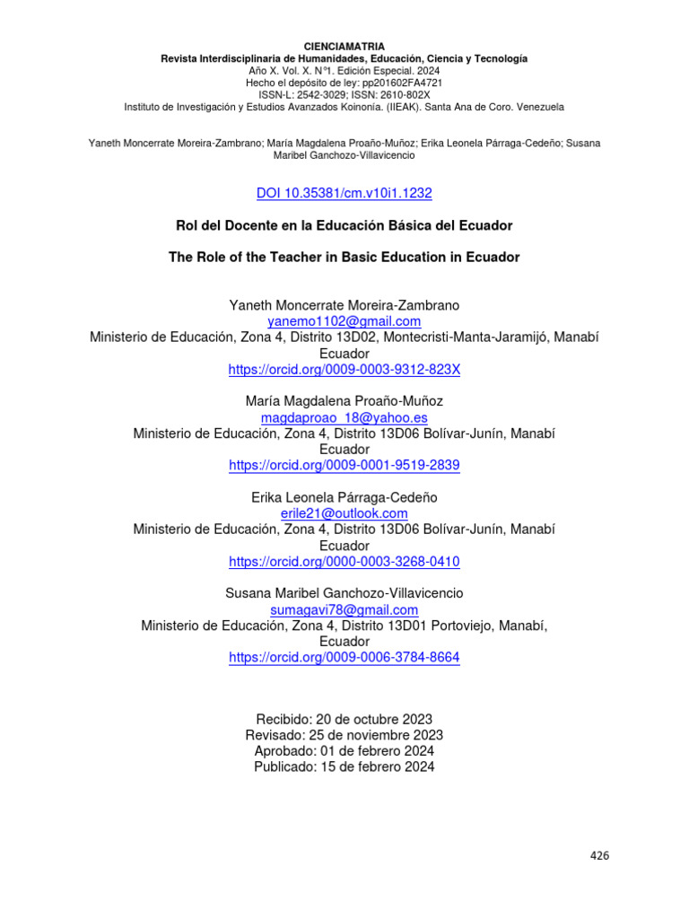 Rol del Docente en Educación Básica Ecuador | PDF | Maestros | Aprendizaje