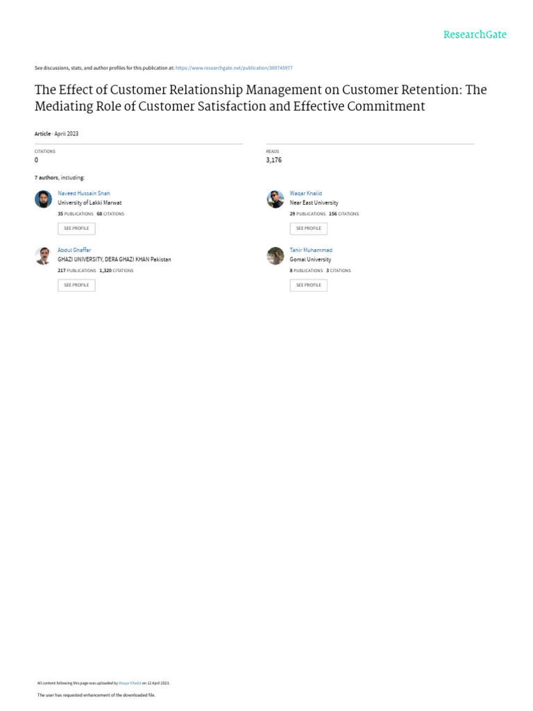 CRM Impact on Customer Retention | PDF | Customer Relationship ...