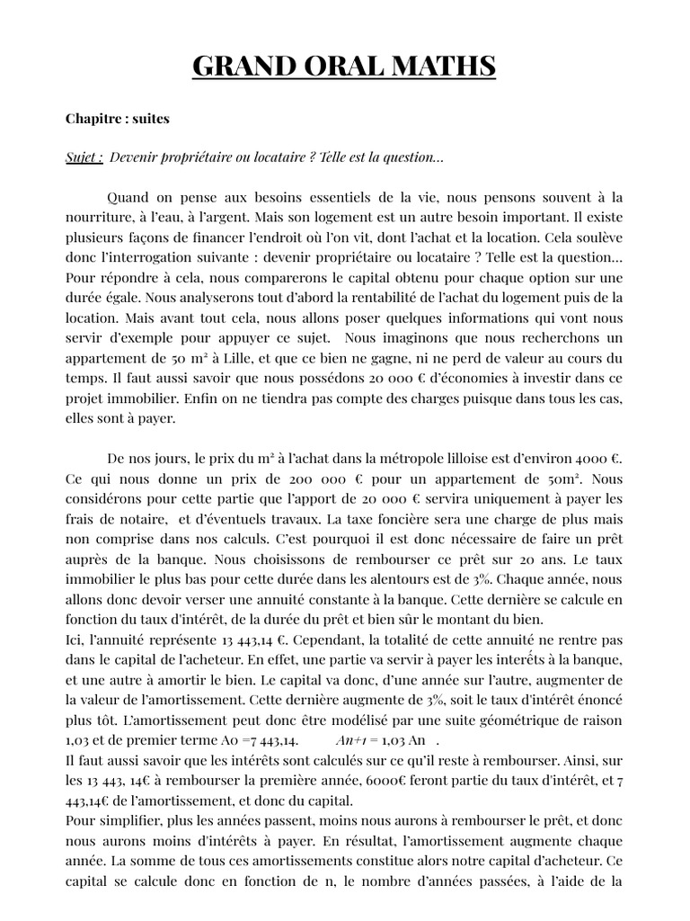 Grand Oral Maths | PDF | Prêts