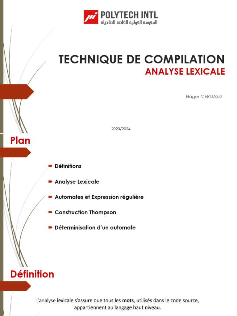 Analyse Lexicale et Automates Finis | PDF | Grammaire | Linguistique