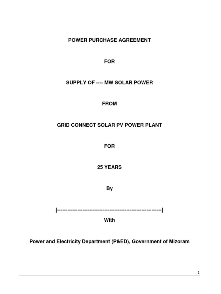 Mizoram Solar Power Purchase Agreement | PDF | Solar Power | Indemnity