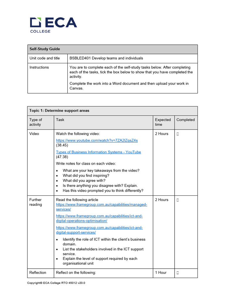 Ictsas502 and Bsbxtw401 Self-Study Guide 2 | PDF | Educational ...