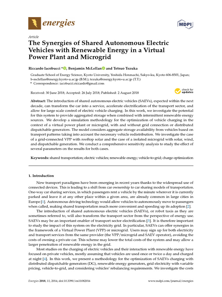 Synergies of SAEVs and Renewable Energy | PDF | Electric Vehicle ...