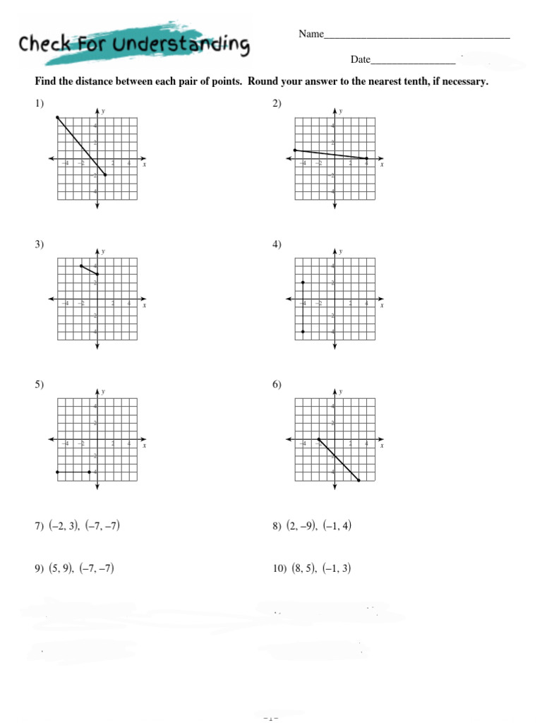 Distance Formula Worksheet | PDF | Geometry | Mathematics