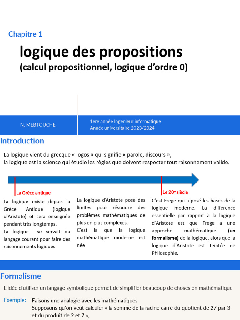 Logique des propositions et formalisme | PDF | Logique mathématique ...