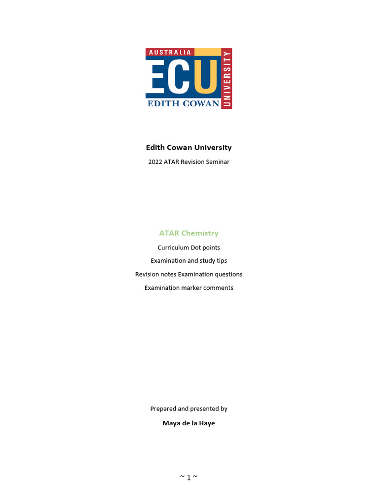 ATAR Chemistry Exam Revision Guide | PDF | Buffer Solution | Reaction Rate