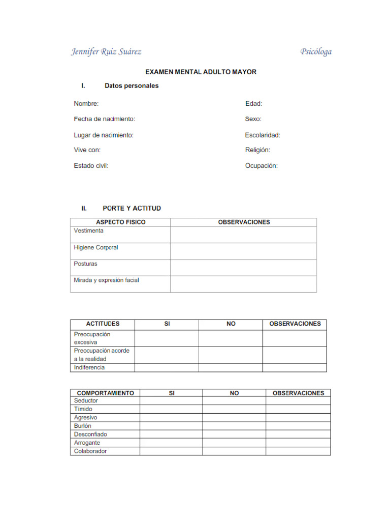 Examen Mental Adulto Mayor | PDF