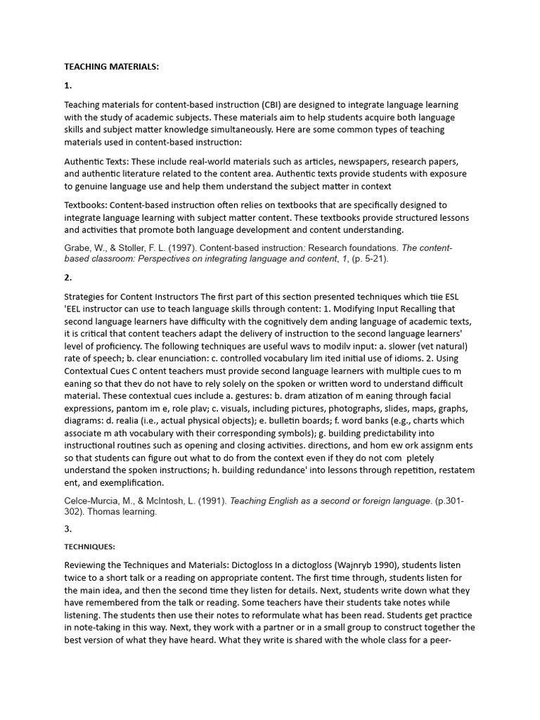 Teaching Materials | PDF | English As A Second Or Foreign Language ...