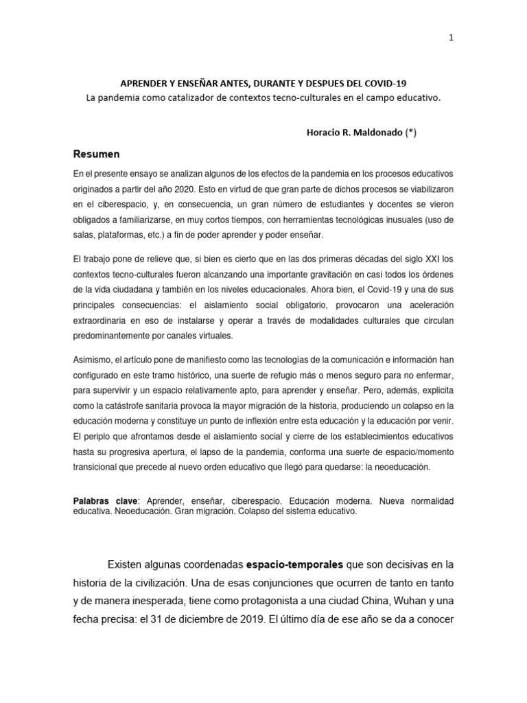 Impacto del COVID-19 en la Educación | PDF | Enseñando | Aprendizaje