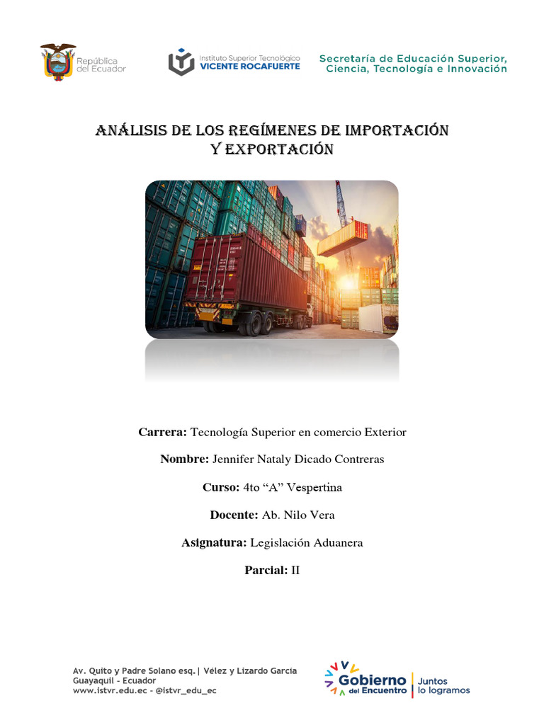 Análisis de Regímenes Aduaneros en Ecuador | PDF | aduana | Arancel