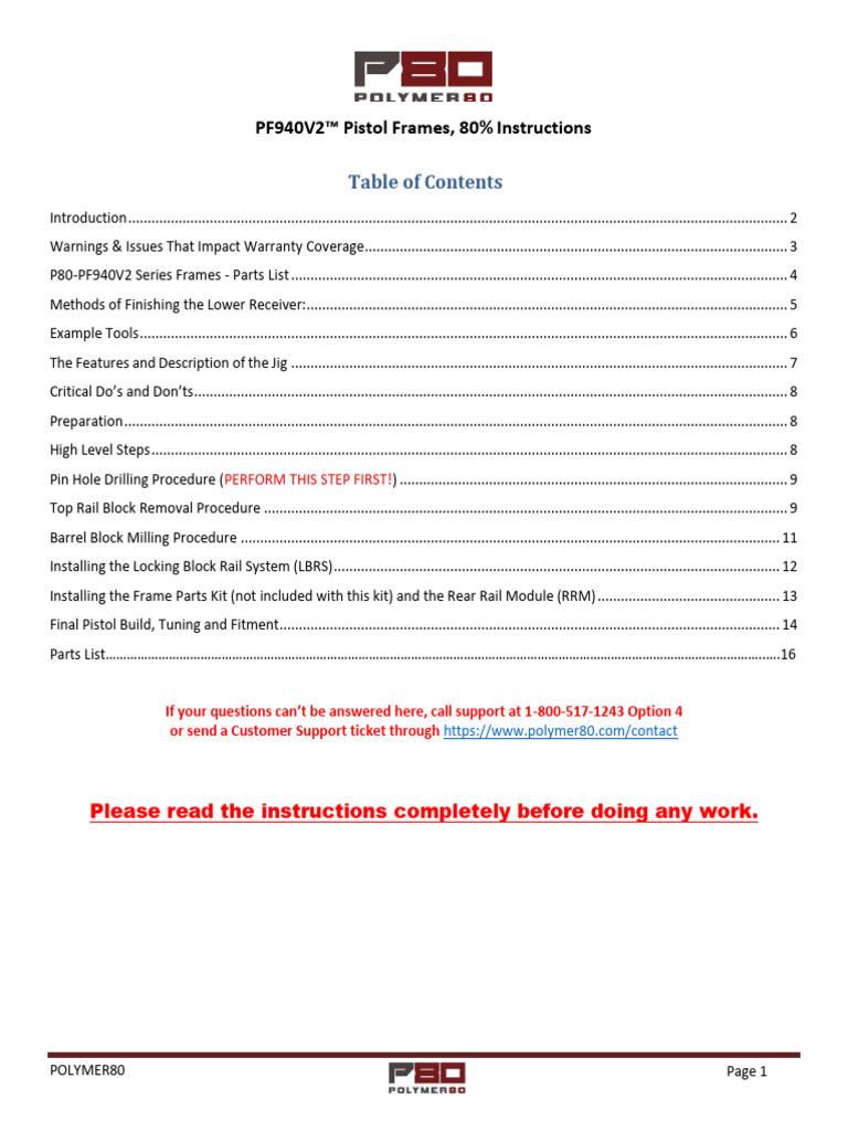 Polymer80 - PF940v2 Series Pistol Kit Instructions | PDF | Drill ...