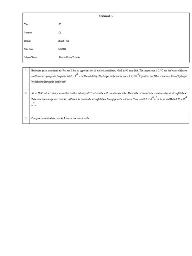 HMT - Assignment 5 | PDF