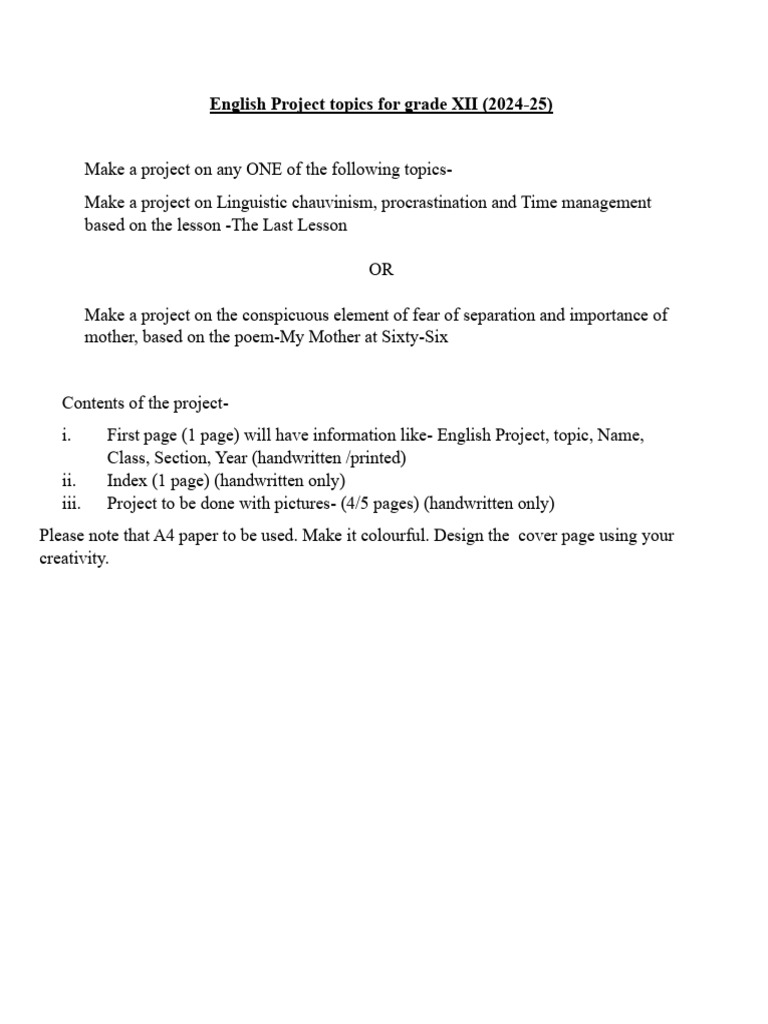 English Project Xii 2024 25 Pdf