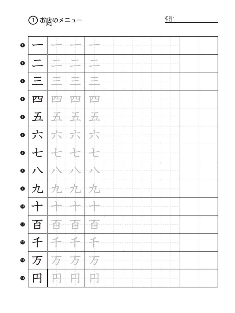 Kanji Characters Practice Sheet_PRACTICAL KANJI Vol.1 PDF