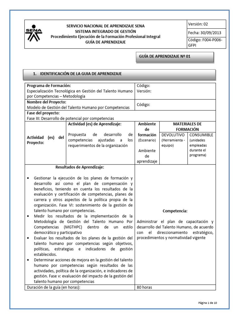 Guia de Aprendizaje - Administrar El Plan de Capacitacion y Desarrollo ...