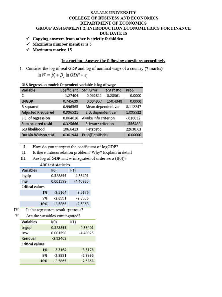 Assignment 2 For Accounting | PDF | Regression Analysis | Coefficient ...