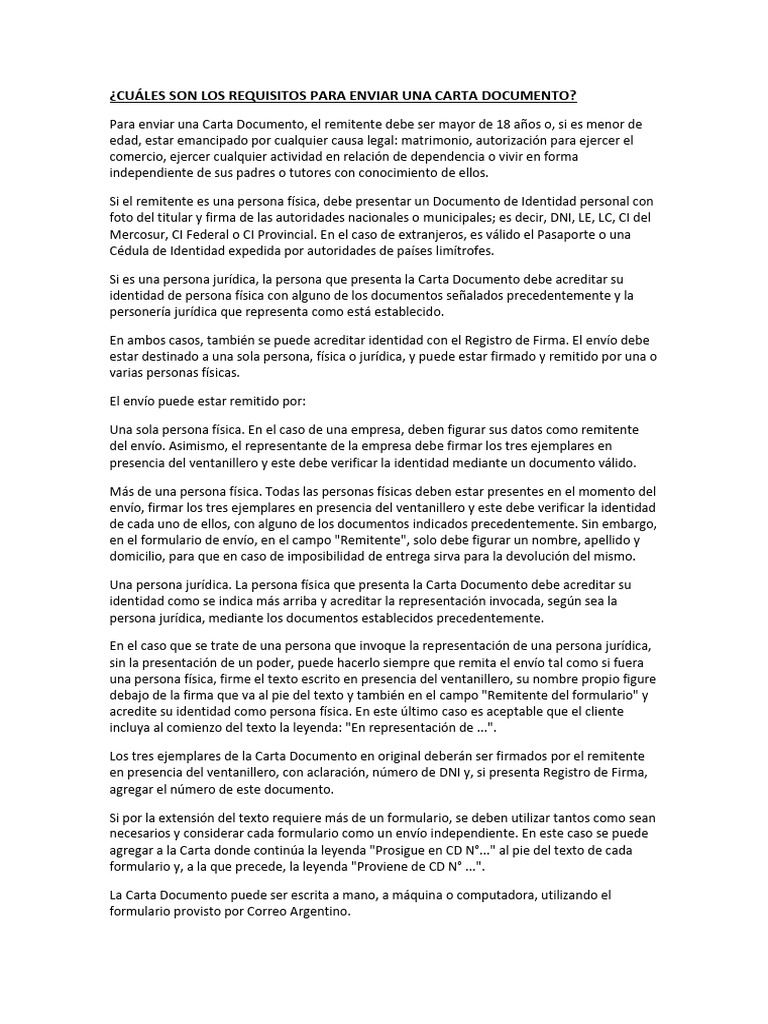 Carta Documento | PDF | Documento de identidad