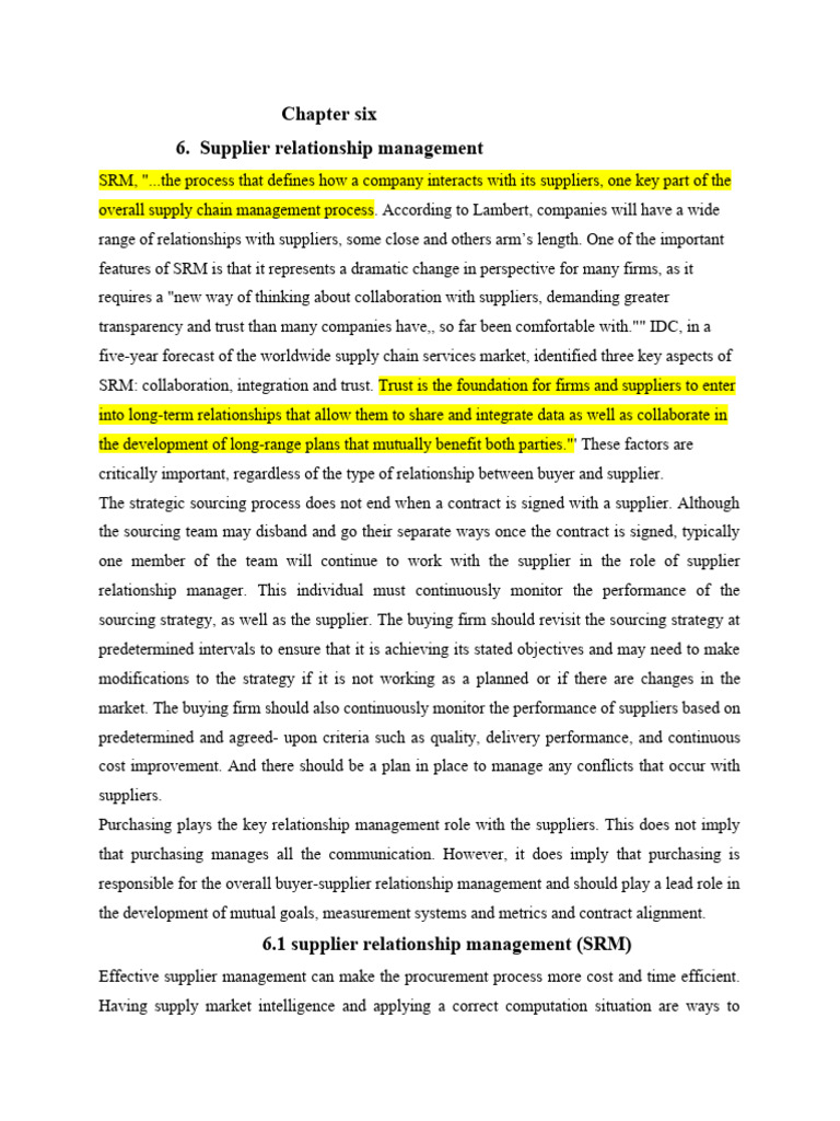 Supplier Relationship Management Strategies | PDF | Supply Chain ...