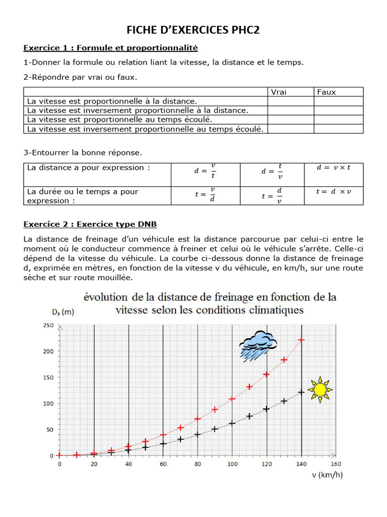 Distance de freinage et proportionnalité | PDF | Technologie des ...