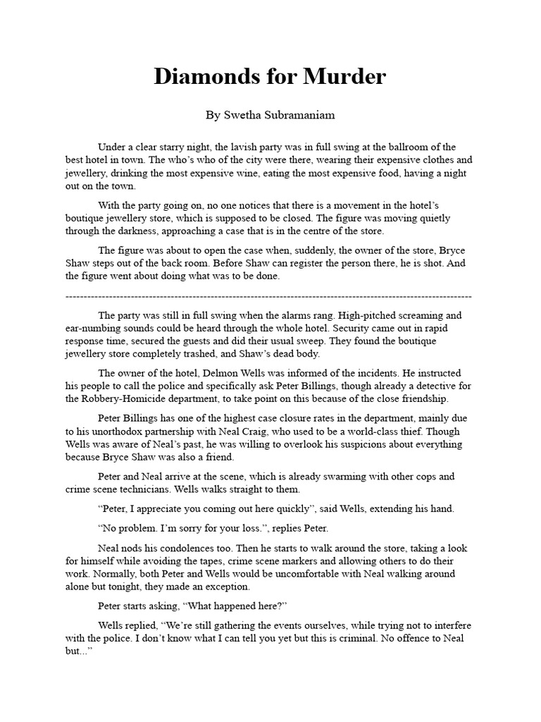 Diamonds For Murder - A Short Story | PDF | Crimes | Crime & Violence