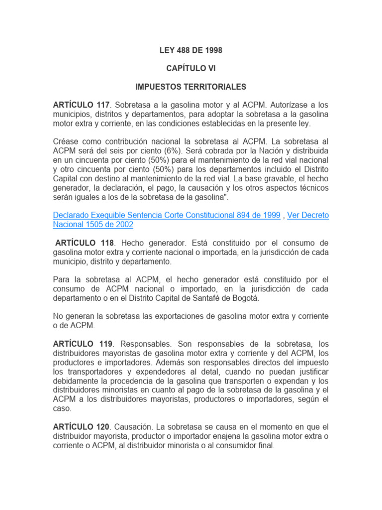 Ley 488 de 1998 | PDF | Bogotá | Multa (pena)