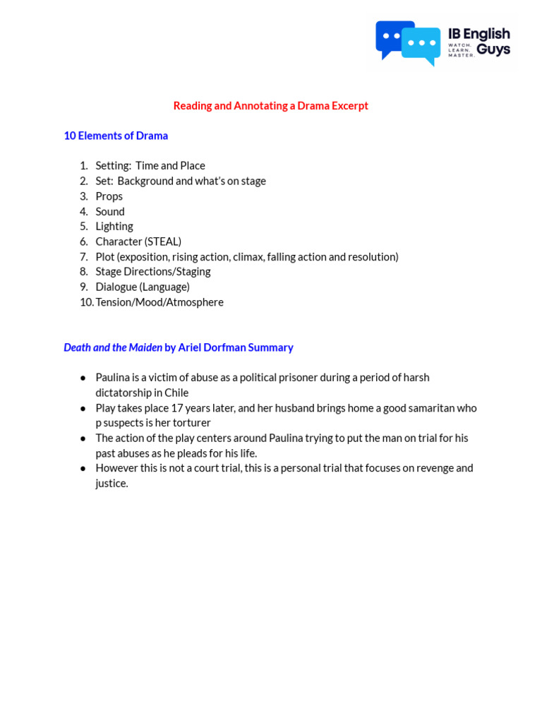 Elements of Drama in Death and the Maiden | PDF