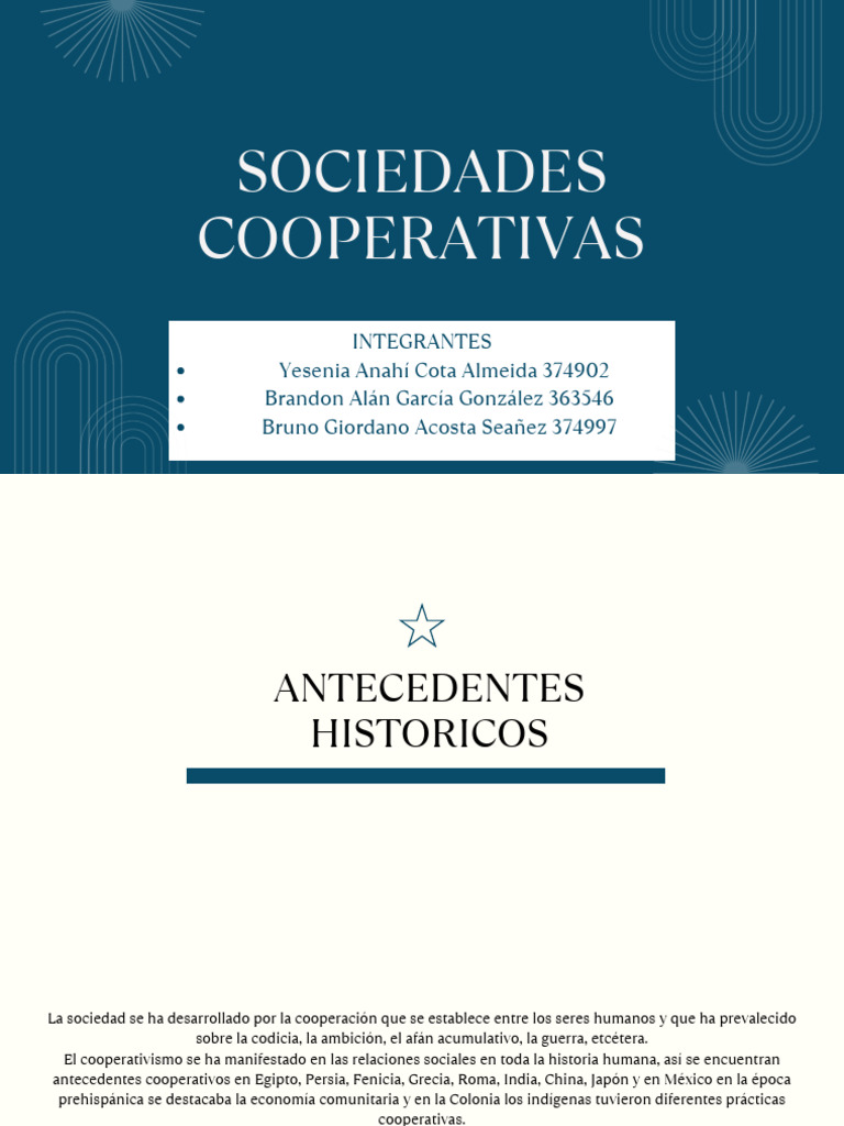 Historia y Tipos de Sociedades Cooperativas | PDF | Sociedad de ...