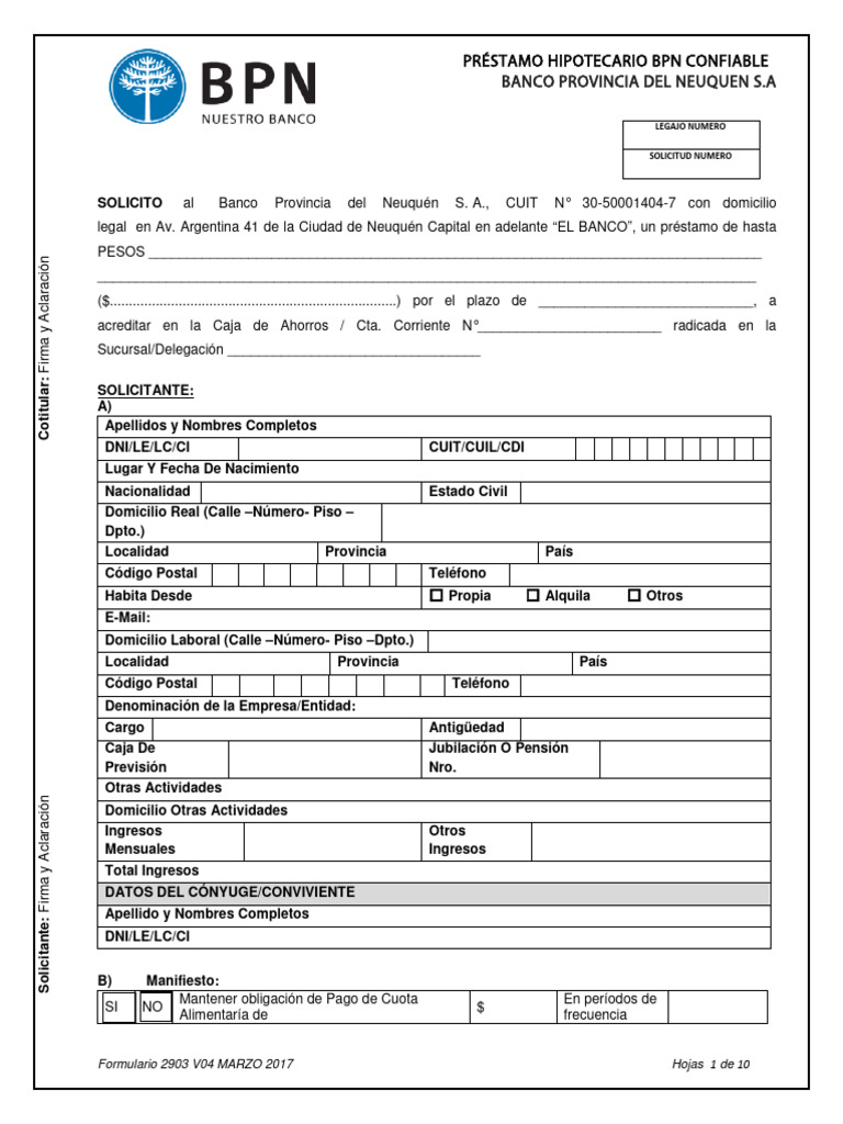 Formulario 2903 V04 | PDF | Interés | Bancos