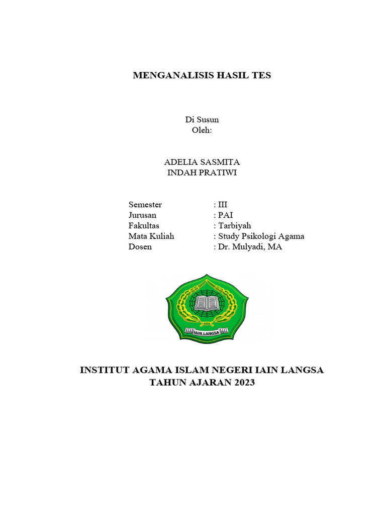 Analisis Hasil Tes dan Butir Soal | PDF