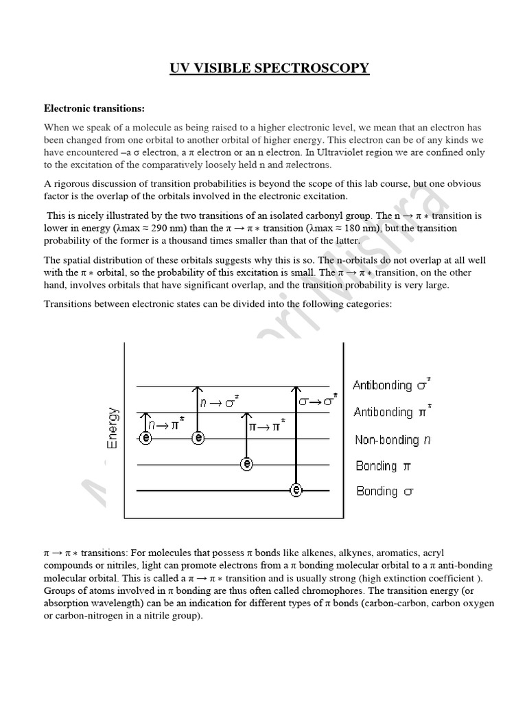 Electronic Transitions in Carbonyls | PDF | Molecular Orbital | Chromophore