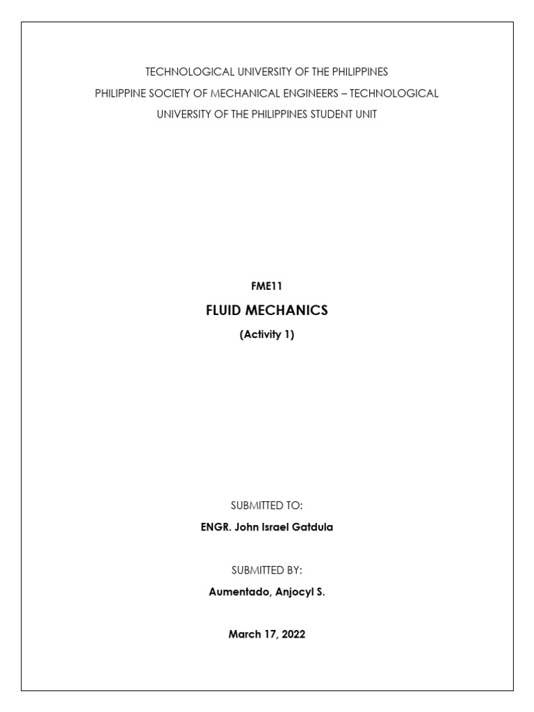 Actvity1 - Fluid Mechanics | PDF | Density | Liquids
