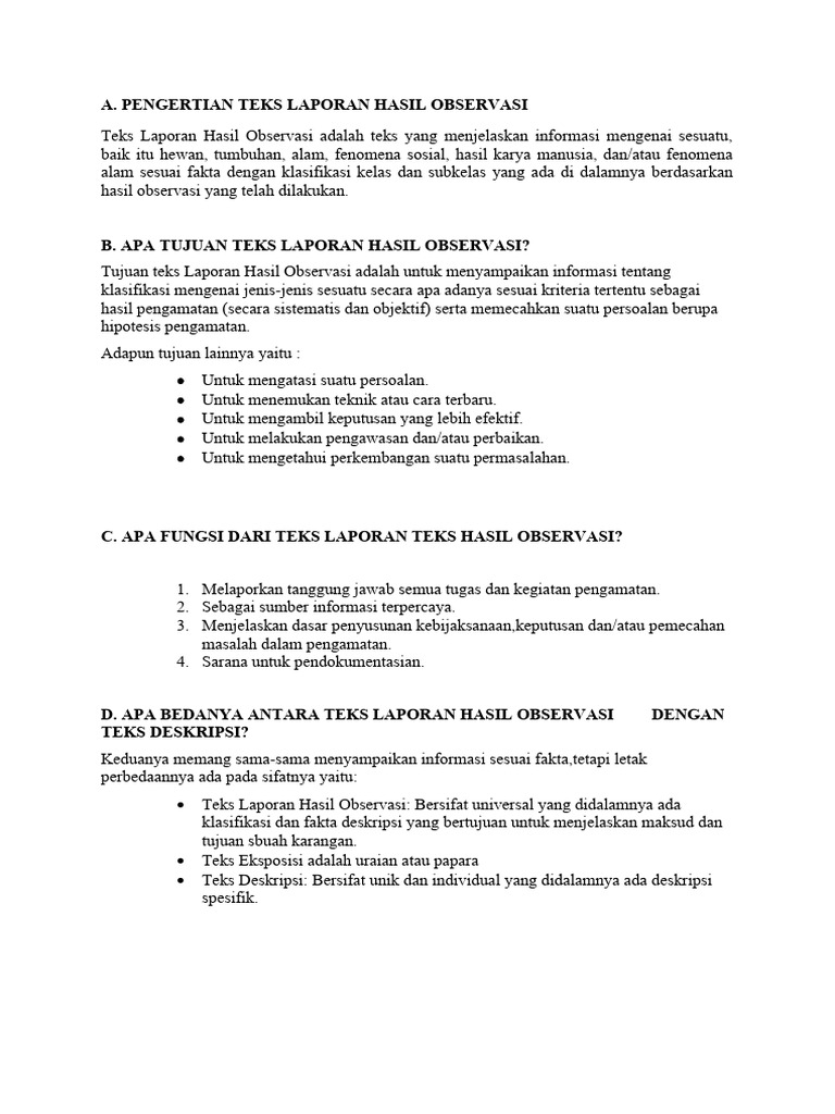 D Mengenal Struktur Teks Laporan Hasil Observasi Pdf