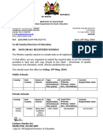 Letter - Data On All Registered Schools