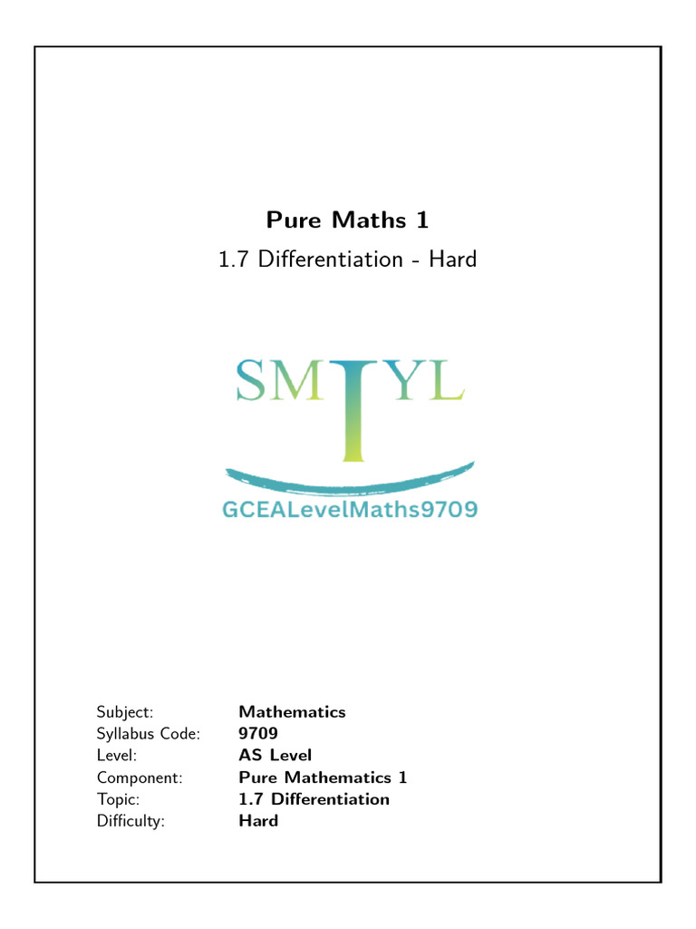 AS Level Pure Maths: Differentiation | PDF | Tangent | Gradient