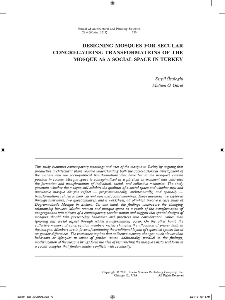 Designing Mosques For Secular Congregation | PDF | Mosque