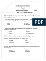 Parts of Speech Reinforcement Worksheet