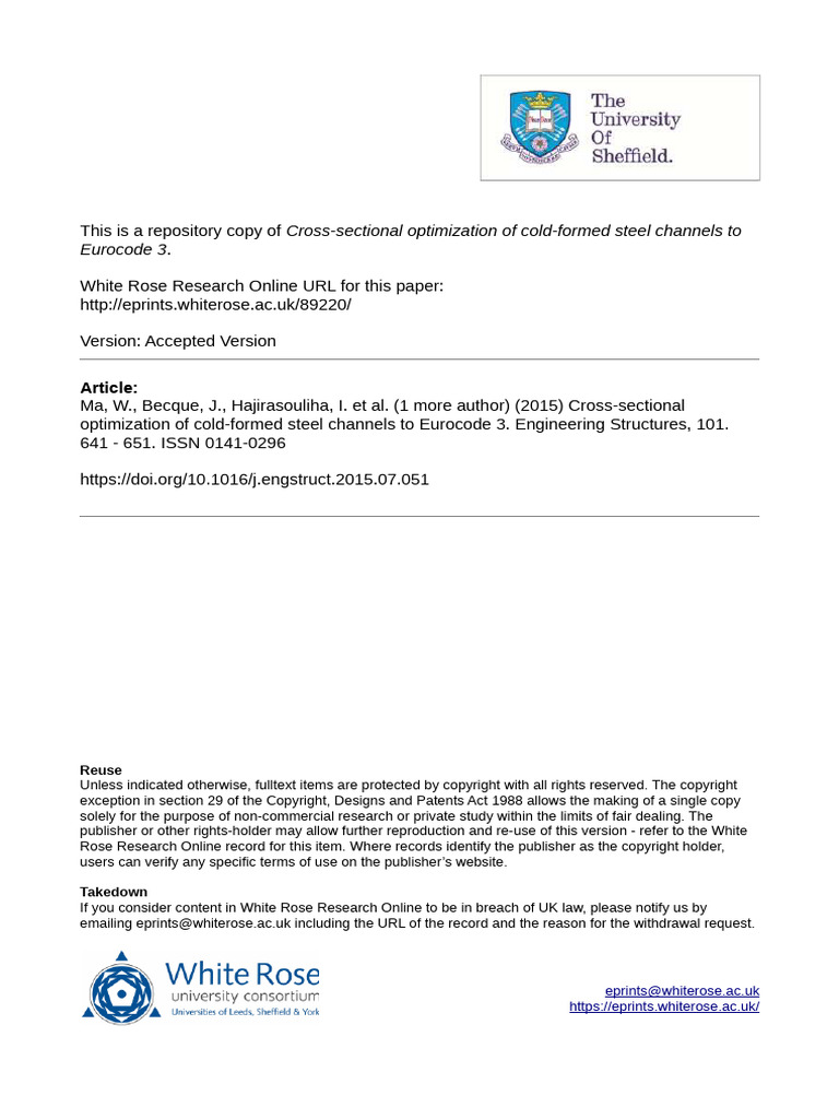 Cross-Sectional Optimization of CFS Channels | PDF | Buckling | Bending