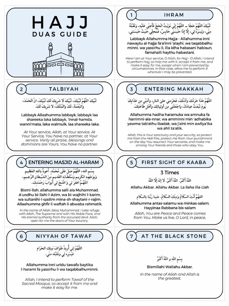 Bismillah en Hajj – Duaa Kaarten & Gids voor Hajj en Umrah, met zilveren badgehouder