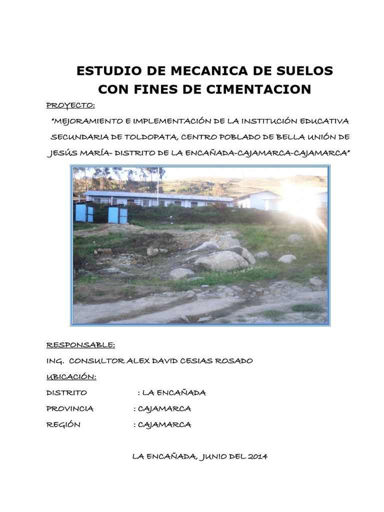 Estudio De Suelos Cajamarca Pdf Suelo Fundación Ingeniería