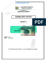 LP WEST Maths Grade 12 Pre JUNE 2024 P1 and Memo